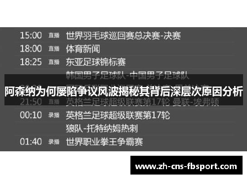 阿森纳为何屡陷争议风波揭秘其背后深层次原因分析